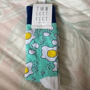 Two Left Feet Egg Print Socks - Blue, White, and Yellow
